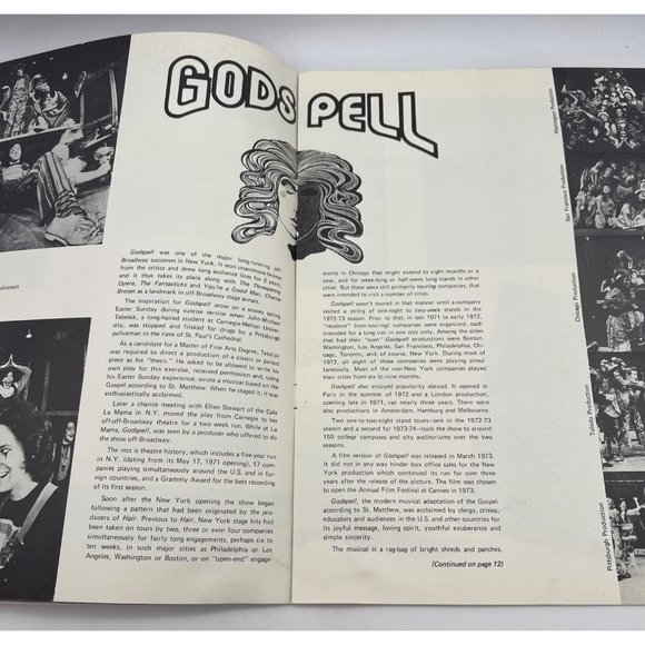 1970s Godspell Musical Play Program Traveling Production Cast & Show Information - Picture 6 of 9
